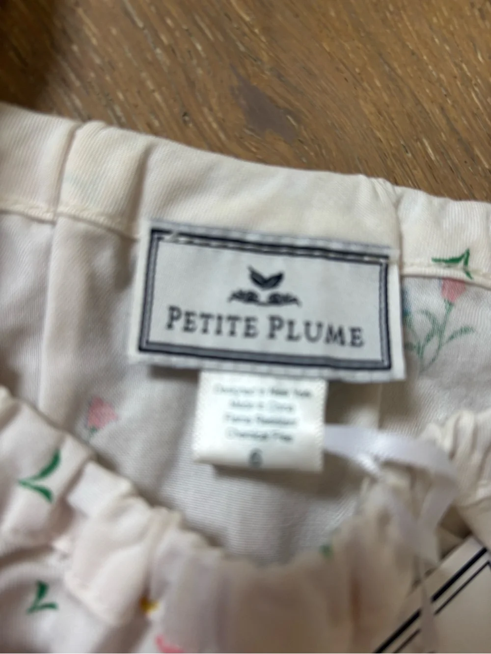Petite Plume Cream Floral Two-Piece girls pajama Set NWT 6